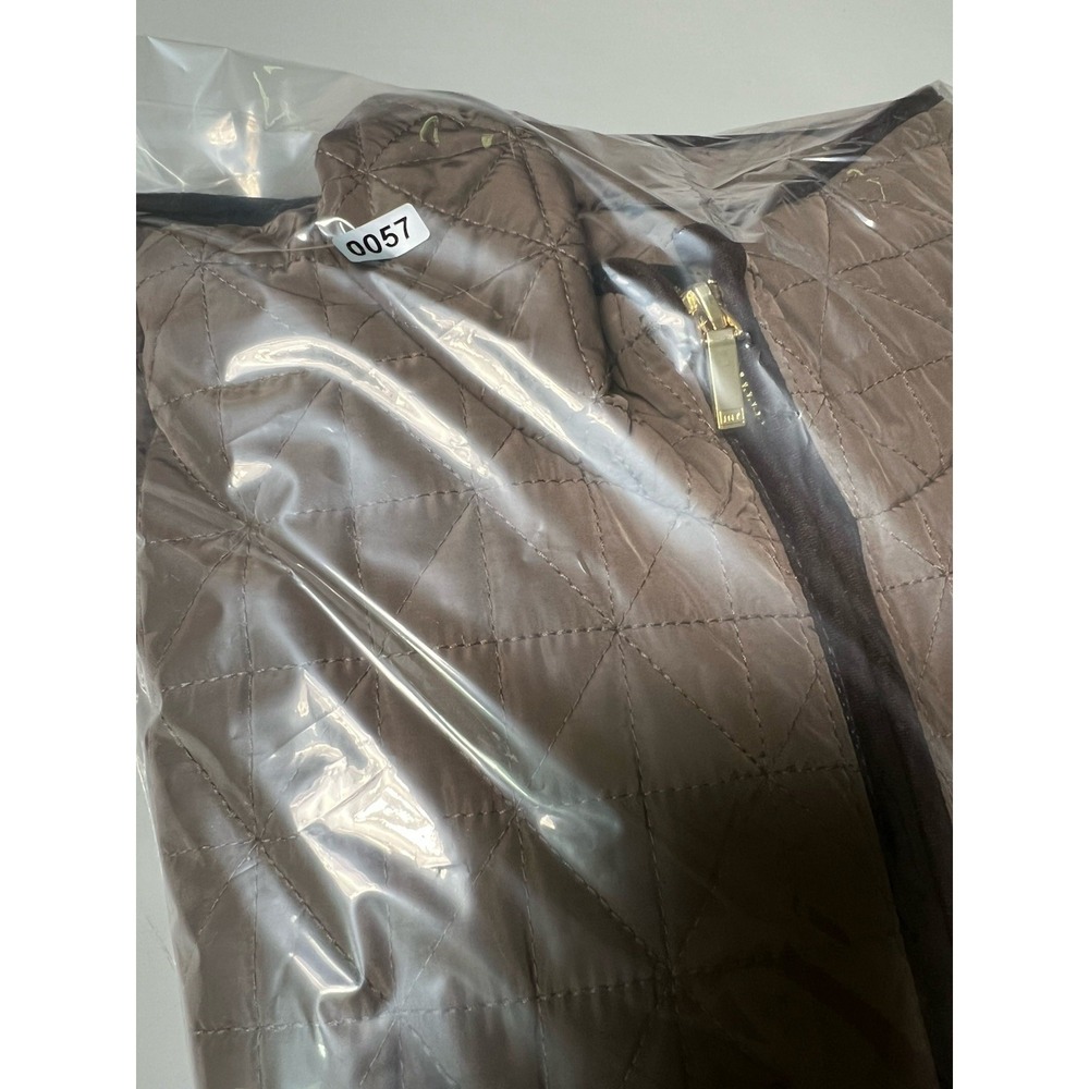 Jones‎ New York Women's Quilted Lined Zip Jacket Stand-Up Collar Brown L - Picture 7 of 7